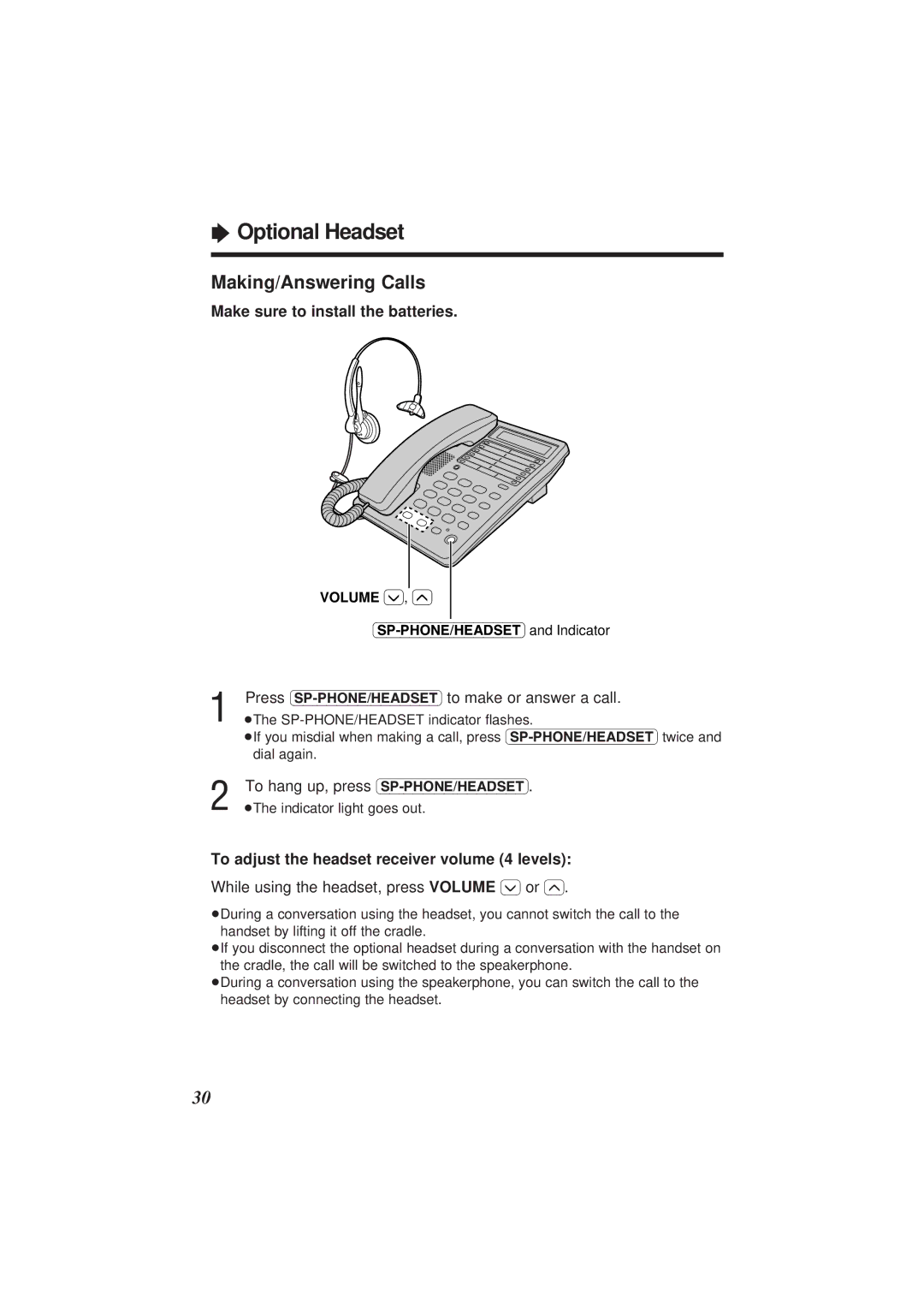 Panasonic KX-TS108W operating instructions Making/Answering Calls, Press SP-PHONE/HEADSETto make or answer a call 