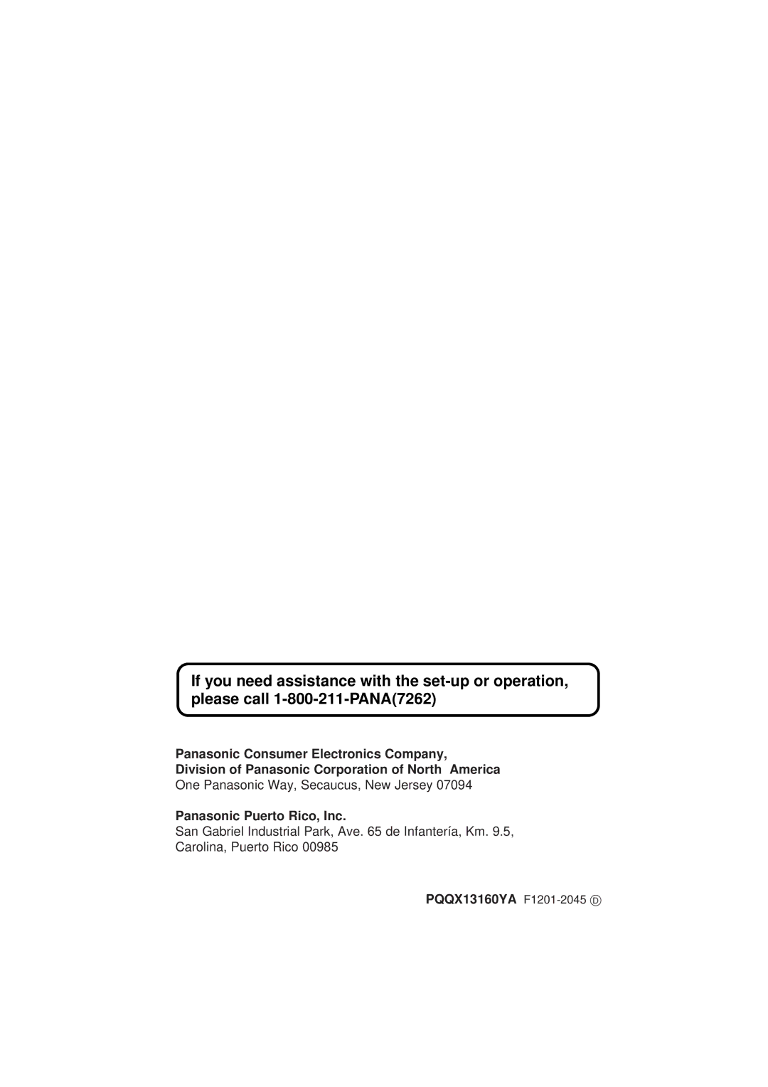 Panasonic KX-TS108W operating instructions PQQX13160YA F1201-2045D 