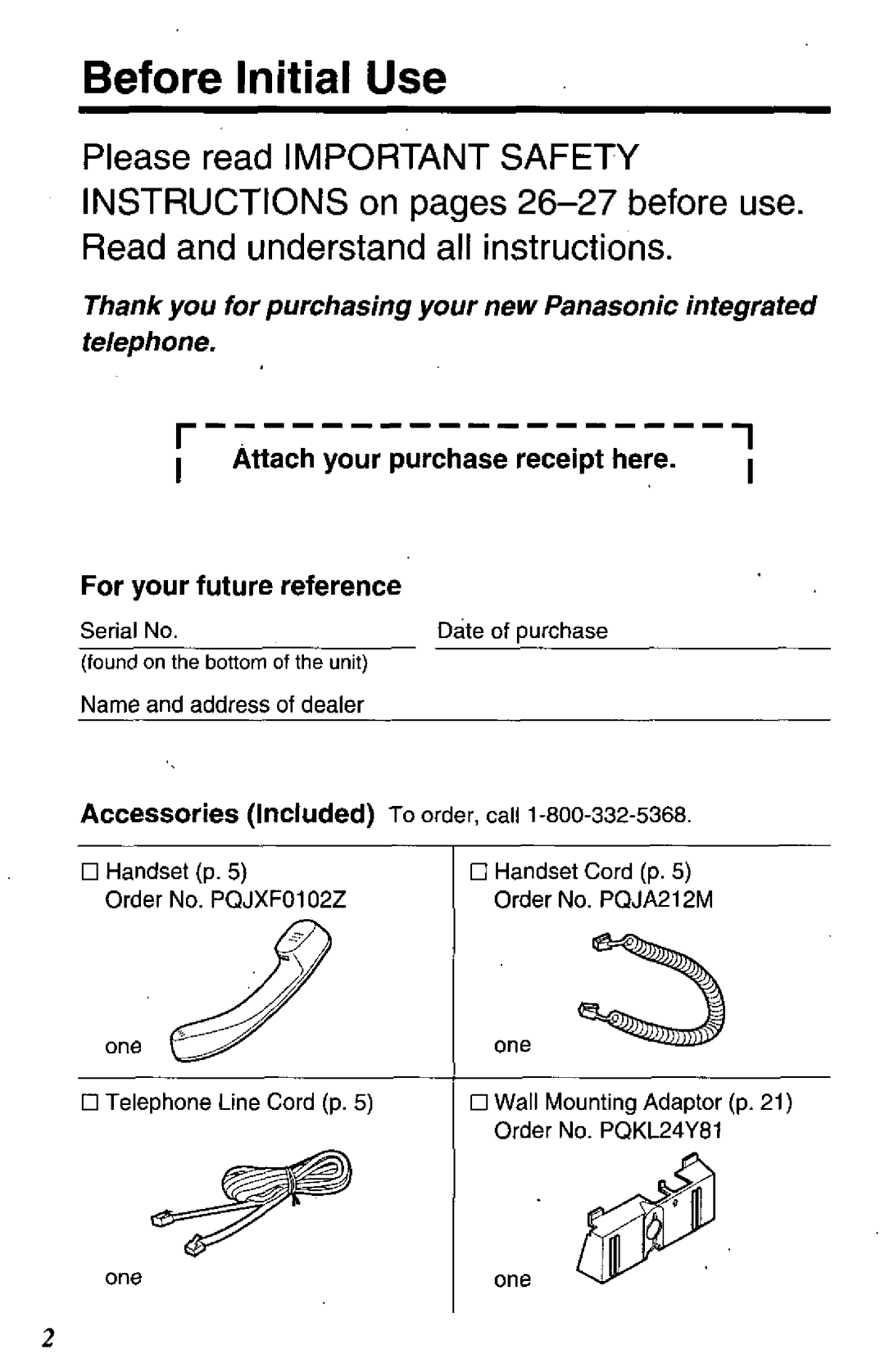 Panasonic KX-TS15-W manual 