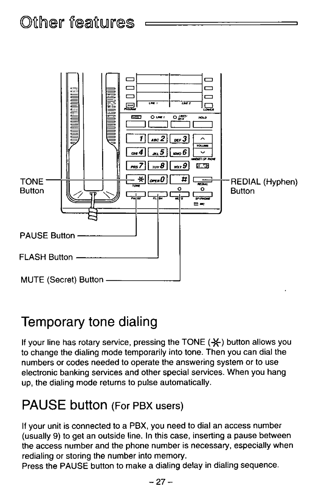 Panasonic KX-TS25-B manual 