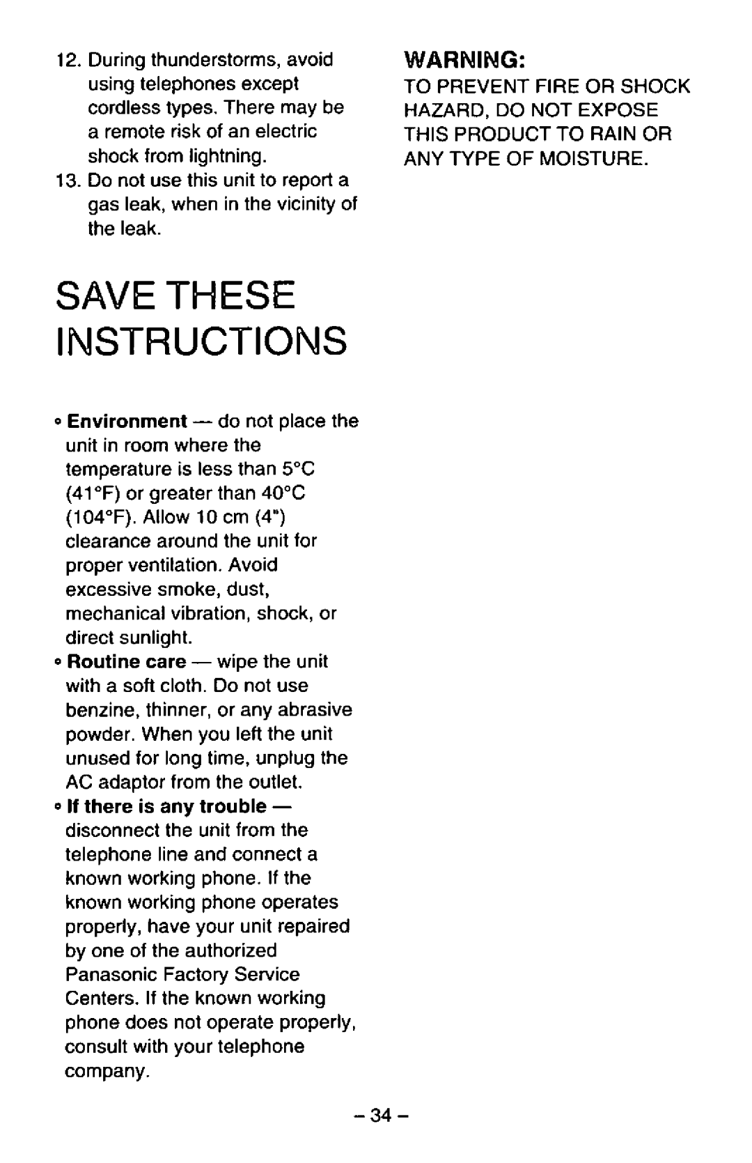 Panasonic KX-TS25-B manual 