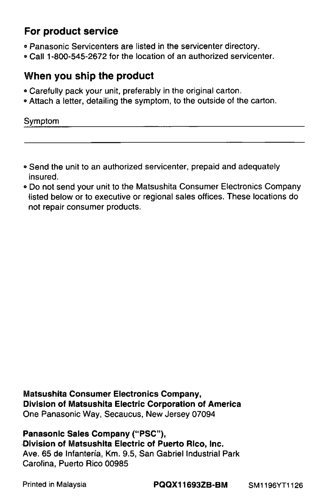 Panasonic KX-TS25-B manual 