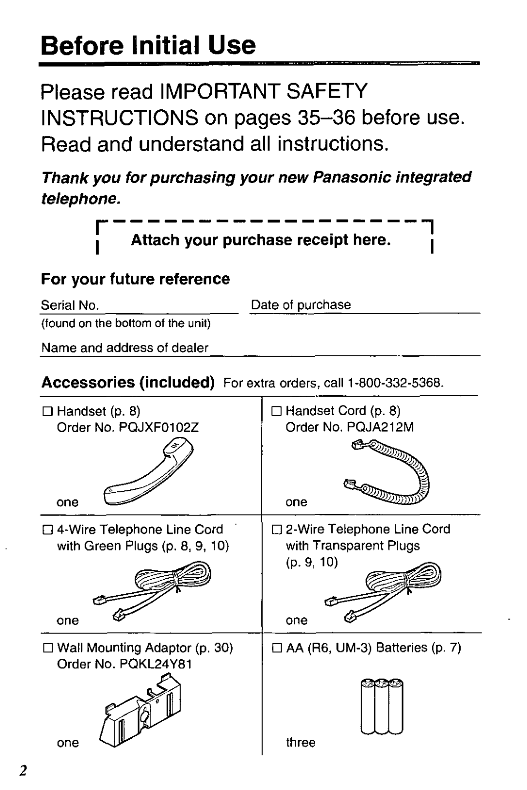 Panasonic KX-TS27-W manual 