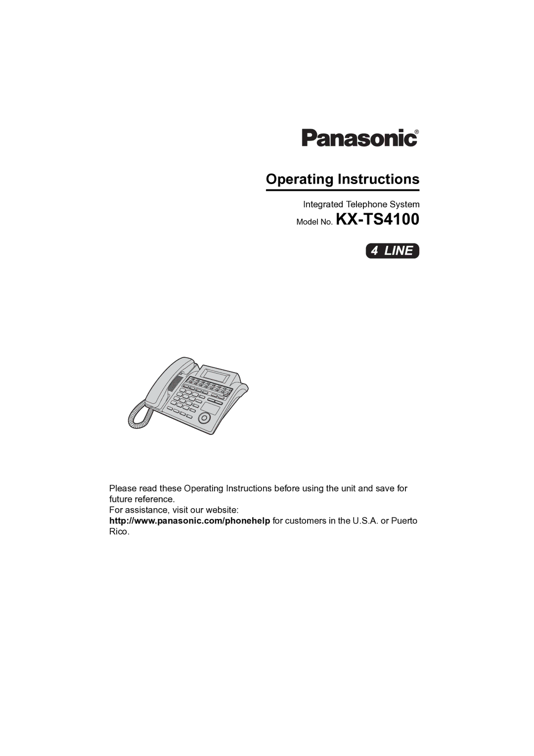 Panasonic KX-TS4100 operating instructions Operating Instructions 