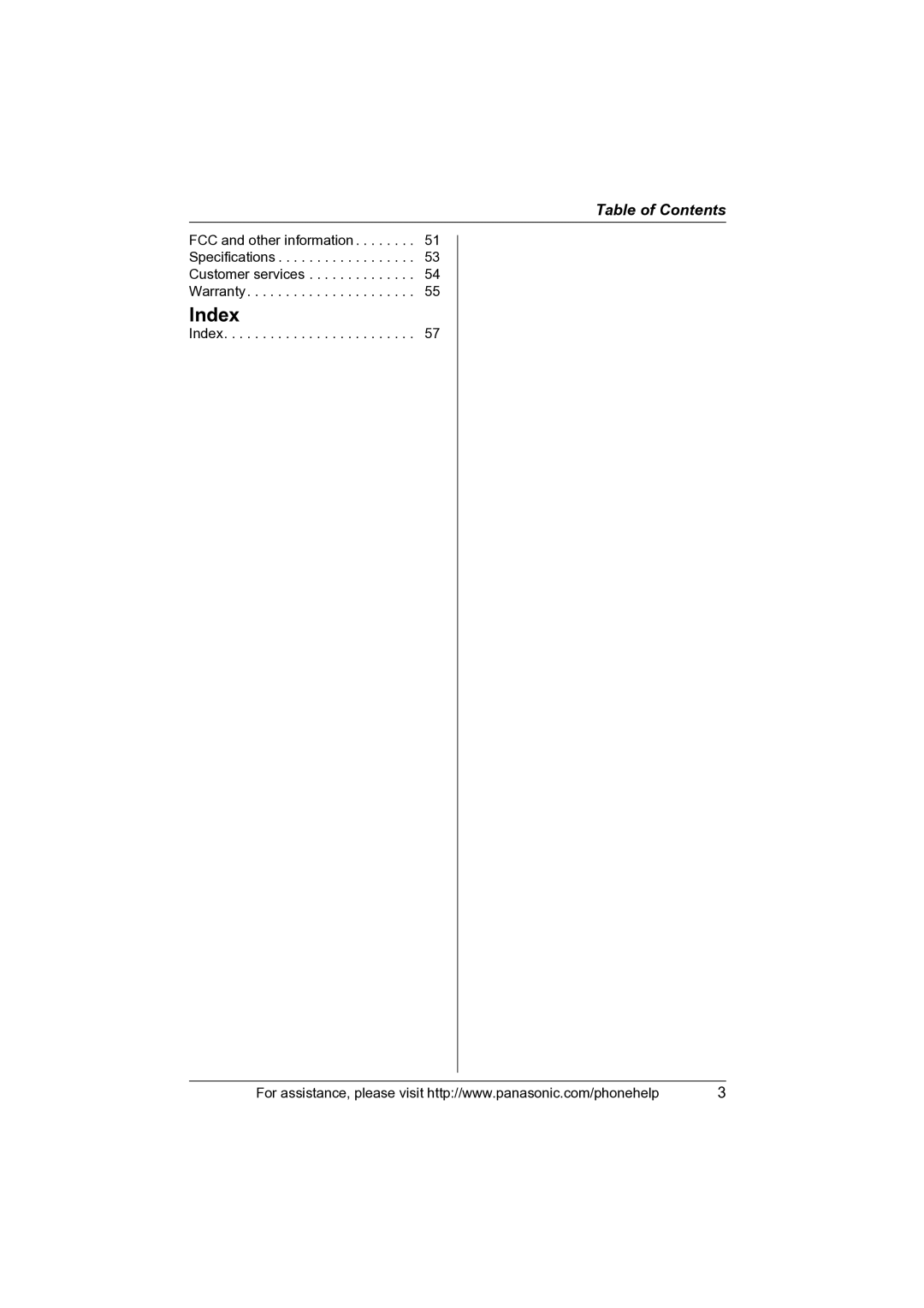 Panasonic KX-TS4100 operating instructions Index 