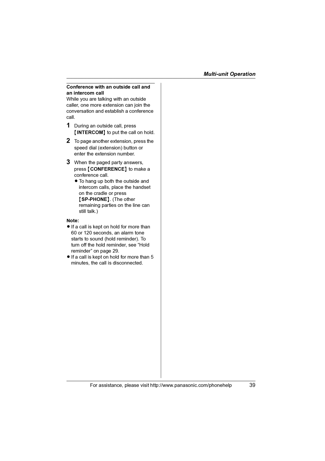 Panasonic KX-TS4100 operating instructions Conference with an outside call and an intercom call 