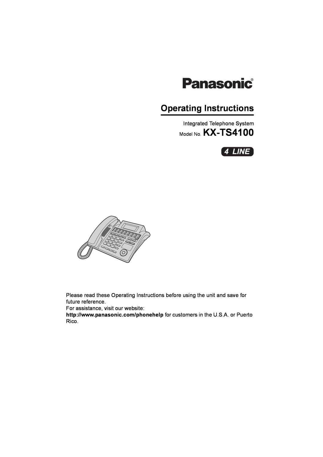 Panasonic KX-TS4100 operating instructions Operating Instructions, Integrated Telephone System 