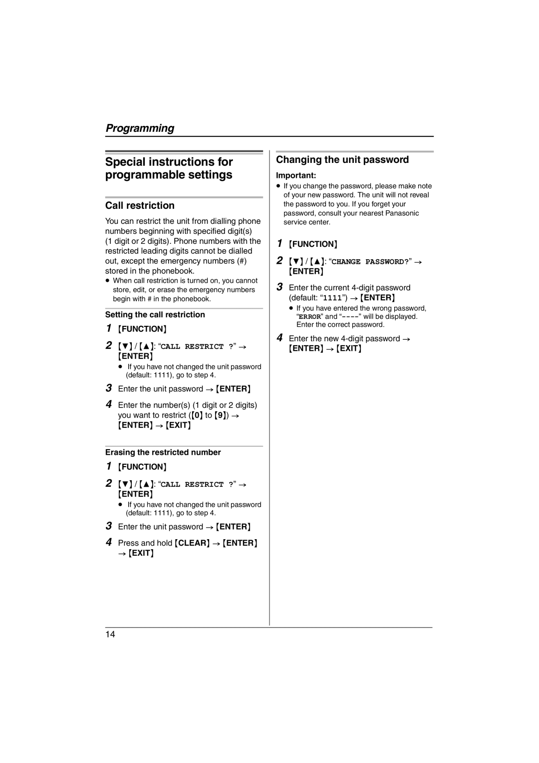 Panasonic KX-TS560ML operating instructions Changing the unit password, Enter the new 4-digit password 