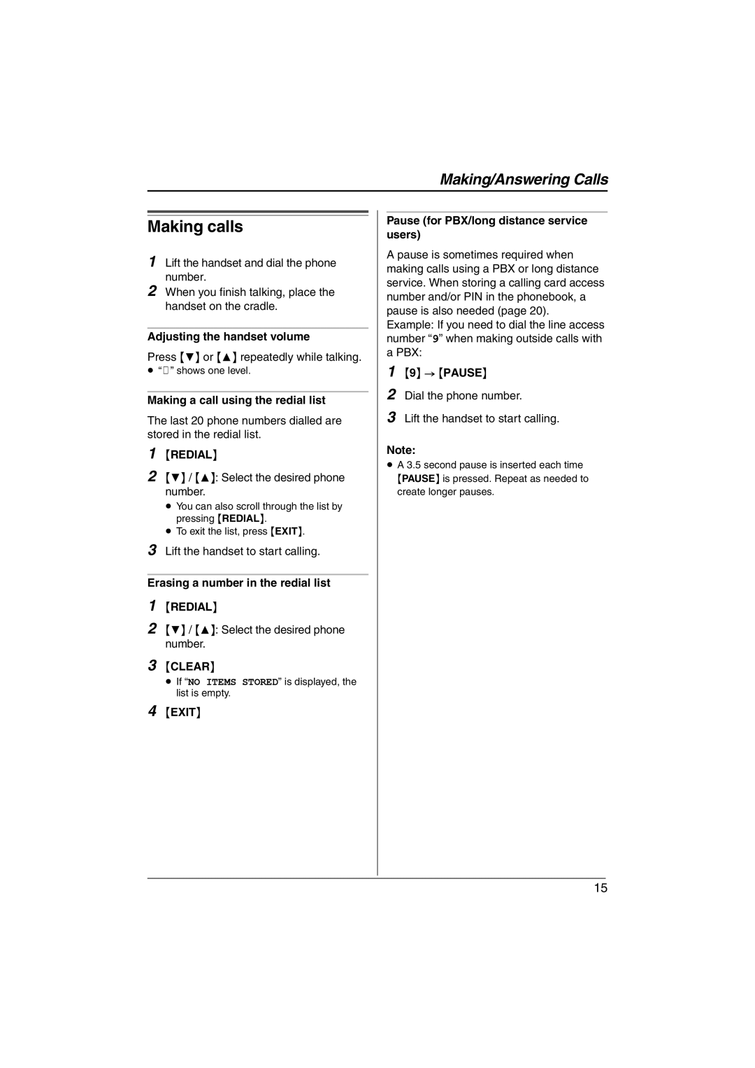 Panasonic KX-TS560ML operating instructions Making calls 