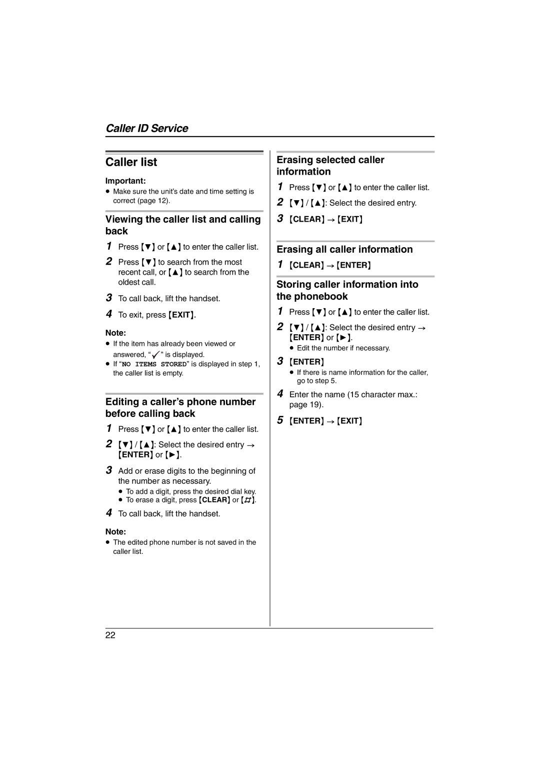 Panasonic KX-TS560ML operating instructions Caller list 