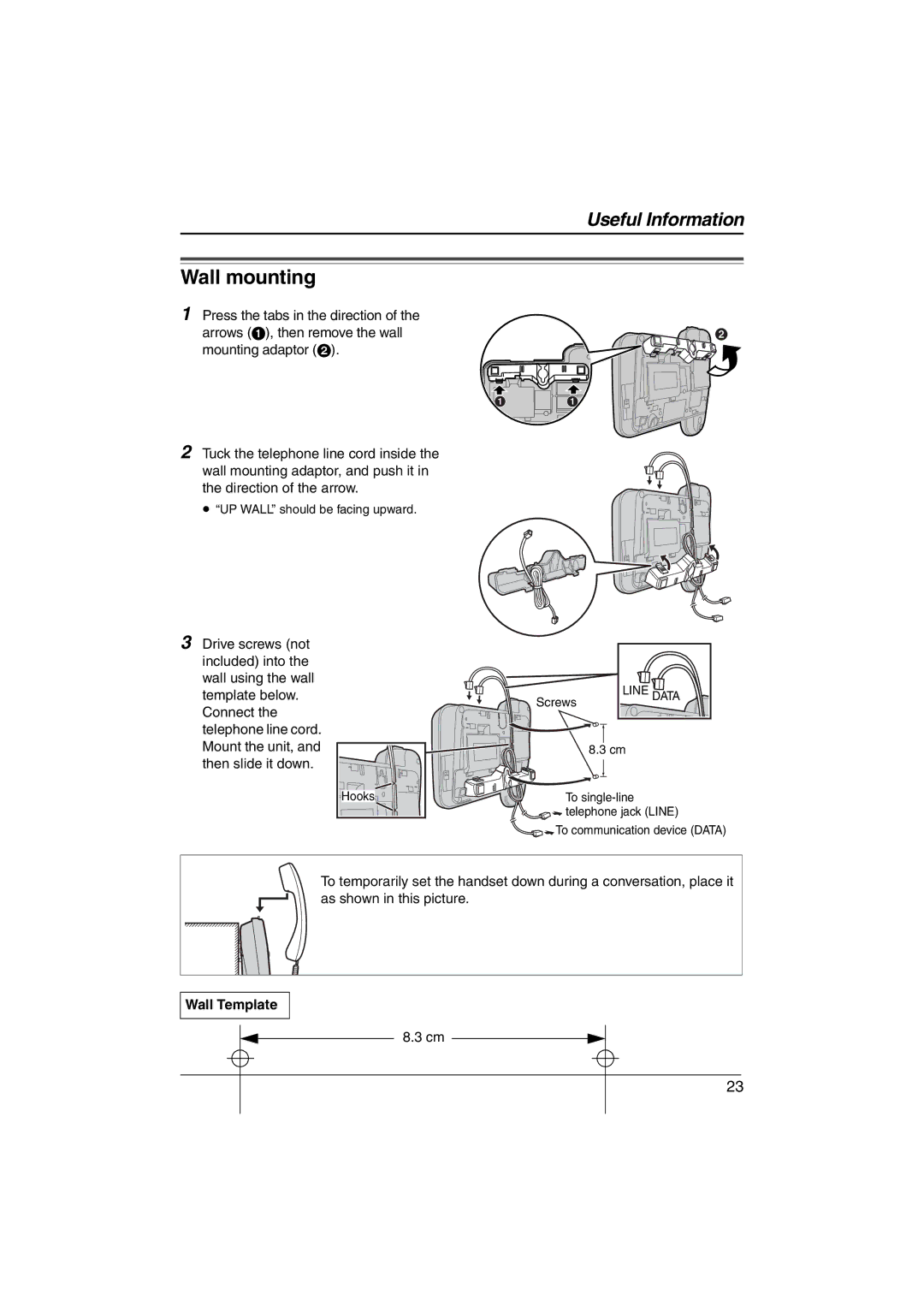 Panasonic KX-TS560ML operating instructions Wall mounting, Wall Template 