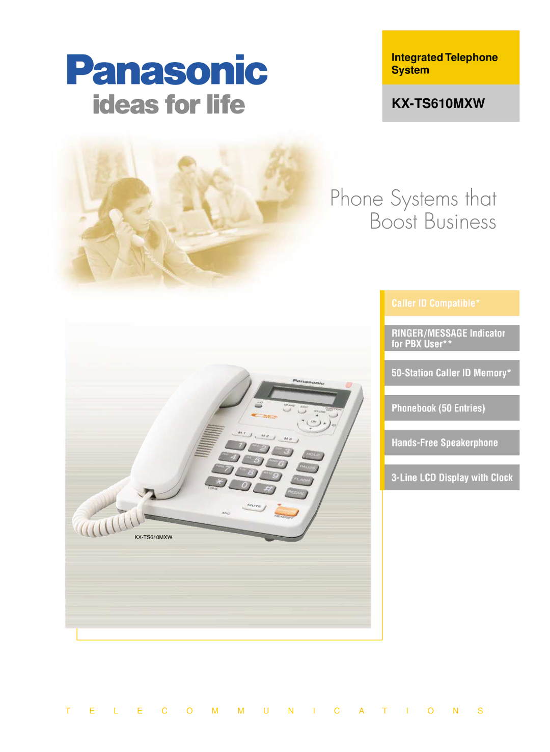 Panasonic KX-TS610MXW manual Phone Systems that Boost Business 