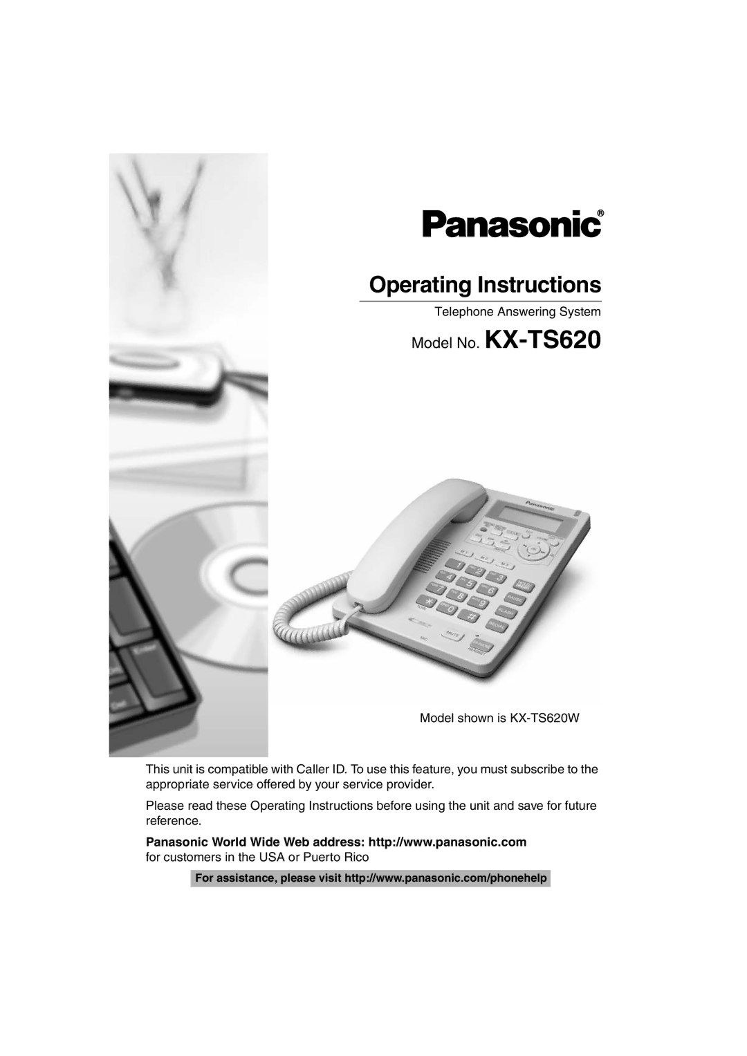 Panasonic KX-TS620W operating instructions Operating Instructions, Telephone Answering System 