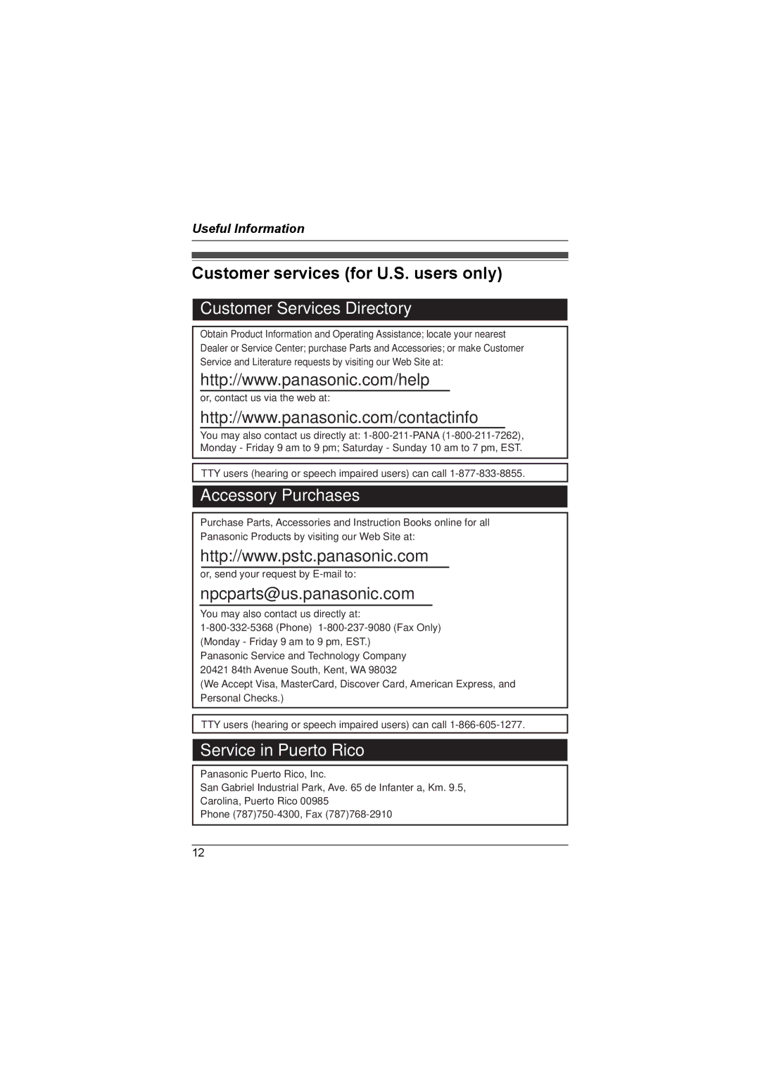 Panasonic KX-TS710 operating instructions Customer services for U.S. users only, Or, contact us via the web at 