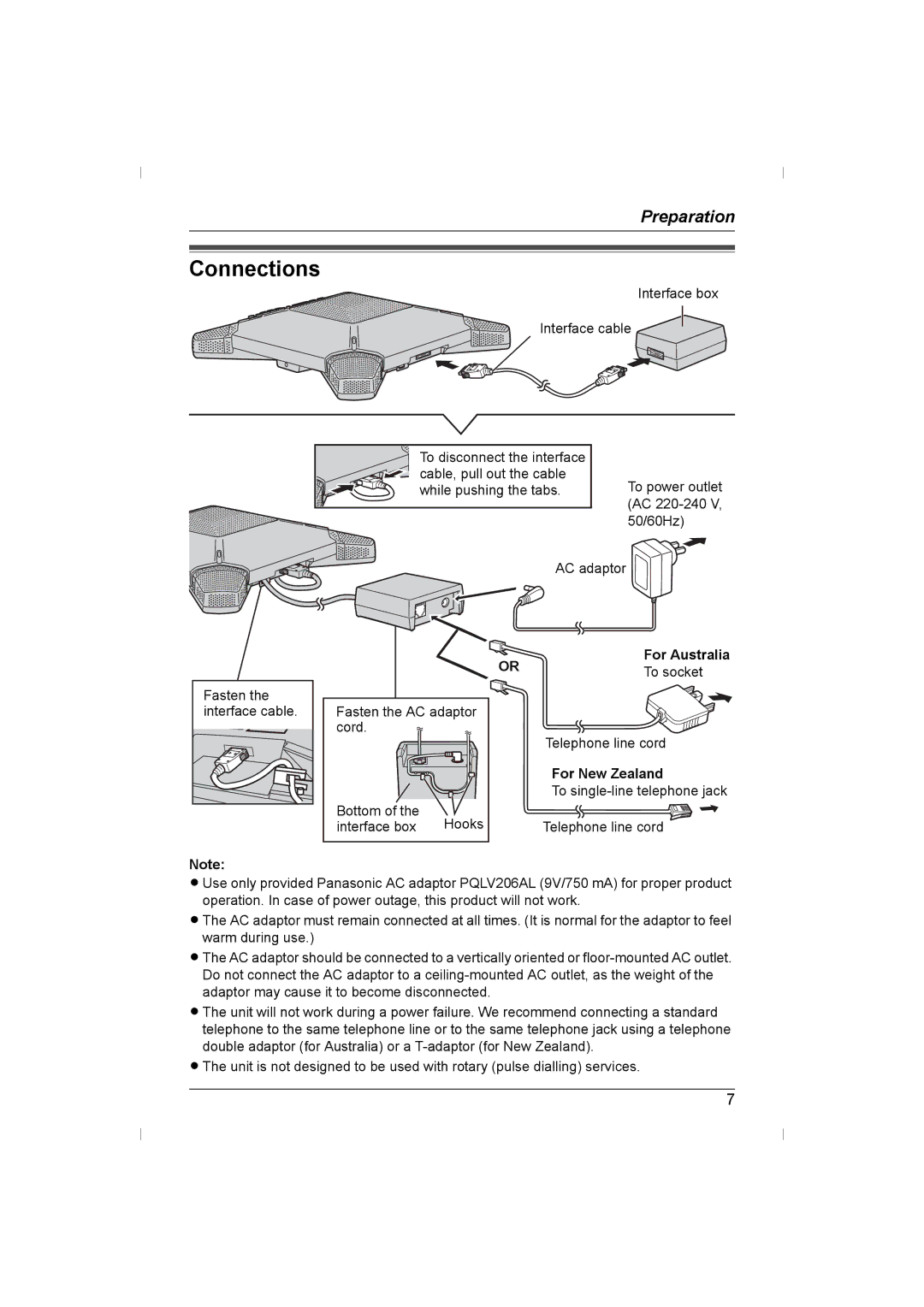 Panasonic KX-TS730AZ operating instructions Connections, To socket, For New Zealand 