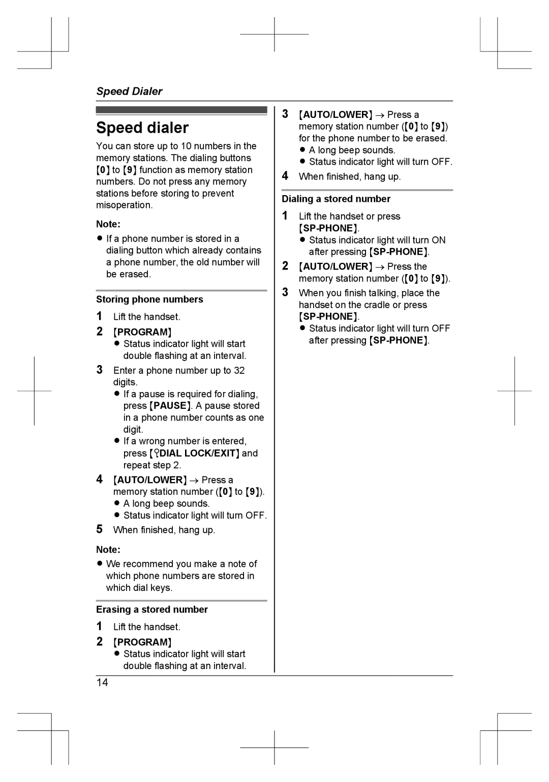 Panasonic KX-TS840MX operating instructions Speed dialer 