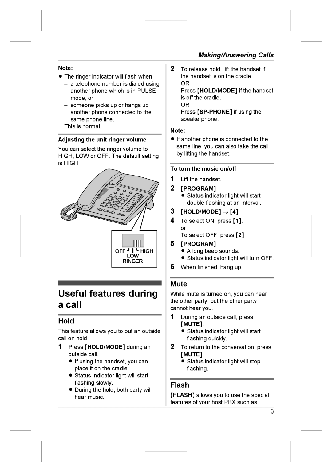 Panasonic KX-TS840MX operating instructions Useful features during a call, Hold, Mute, Flash 