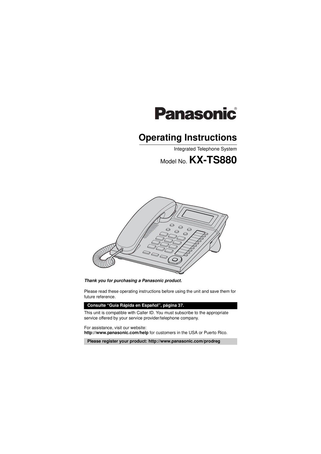 Panasonic KX-TS880 operating instructions Operating Instructions 