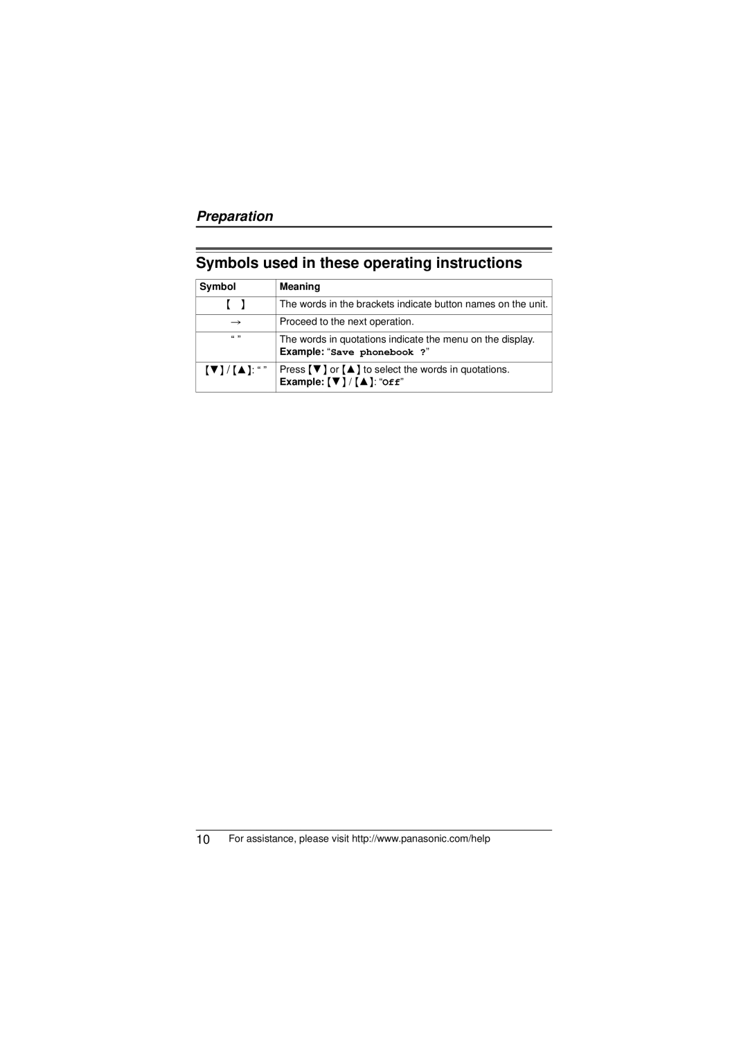 Panasonic KX-TS880 Symbols used in these operating instructions, Symbol Meaning 