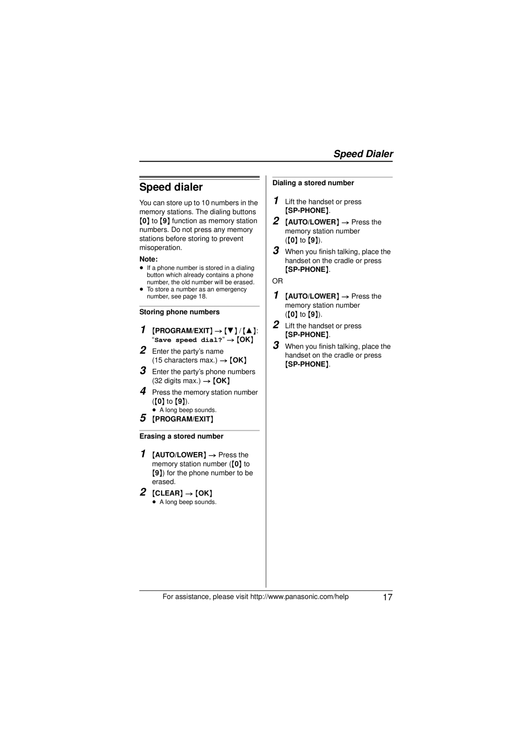 Panasonic KX-TS880 operating instructions Speed dialer 