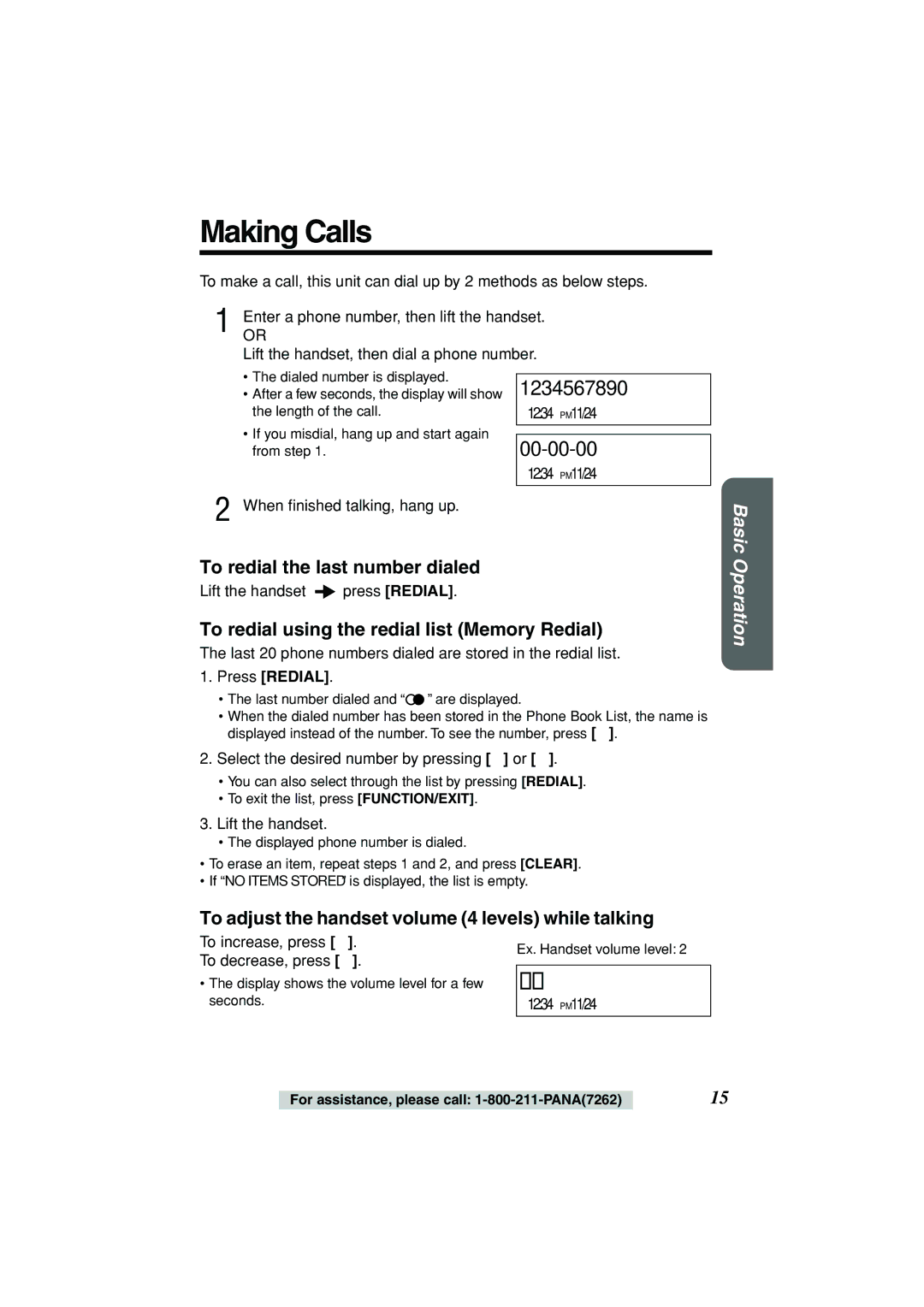 Panasonic KX-TSC11 Making Calls, To redial the last number dialed, To redial using the redial list Memory Redial 