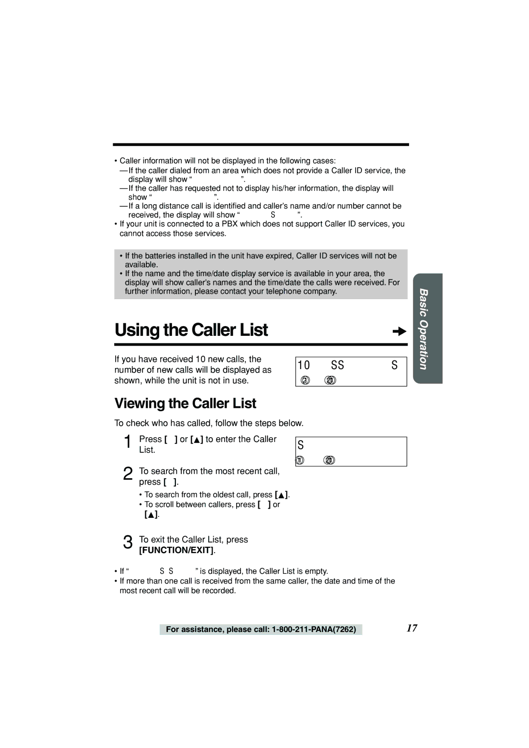 Panasonic KX-TSC11B Using the Caller List, Viewing the Caller List, If you have received 10 new calls 