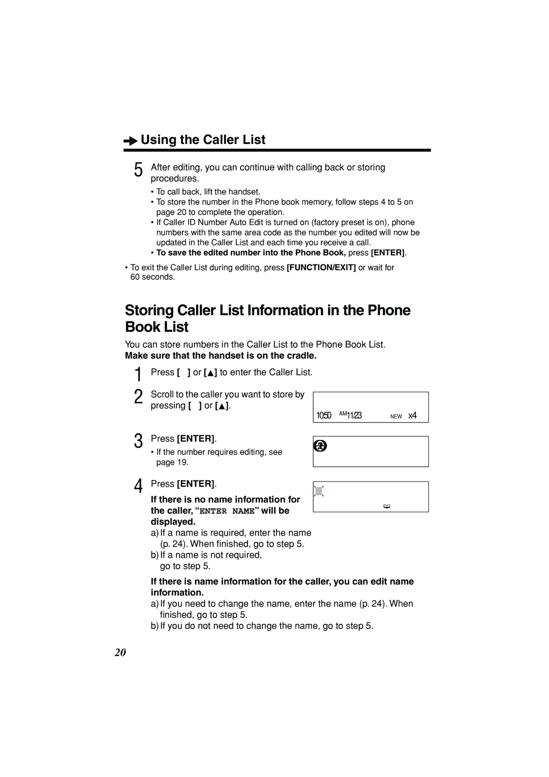 Panasonic KX-TSC11B operating instructions Storing Caller List Information in the Phone Book List, Mith,John, Procedures 