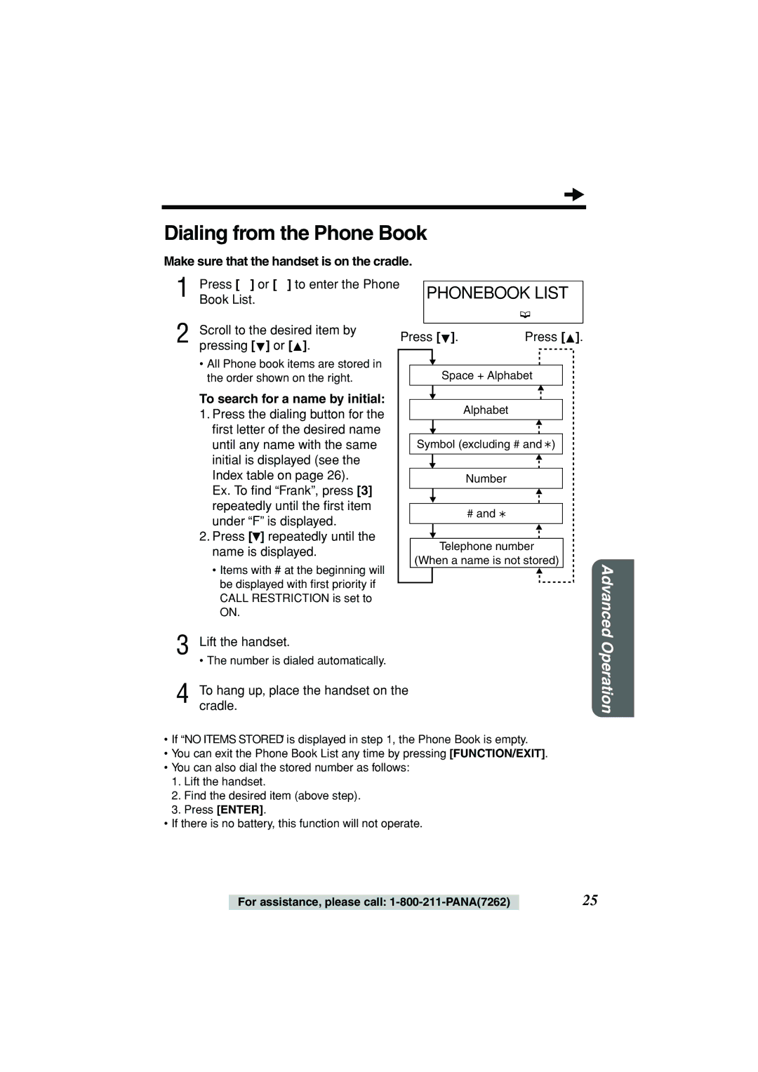 Panasonic KX-TSC11B operating instructions Dialing from the Phone Book, Phonebook List, Press or to enter the Phone 