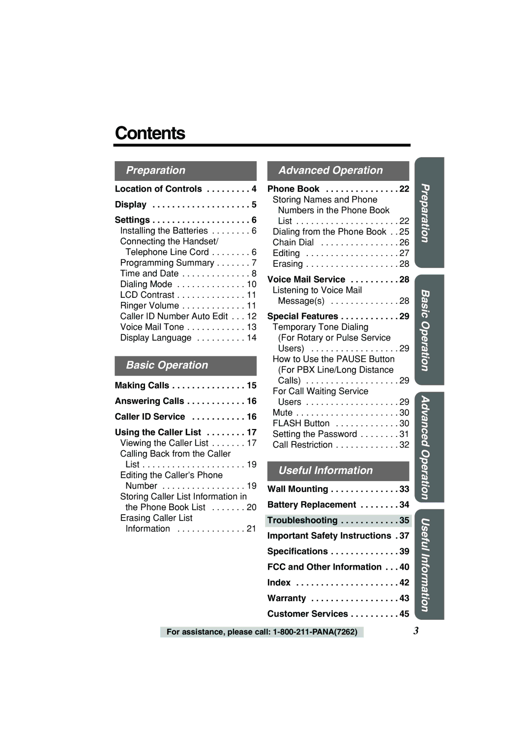 Panasonic KX-TSC11B operating instructions Contents 