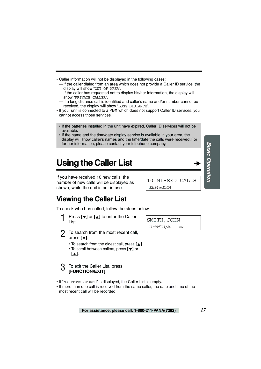 Panasonic KX-TSC11B Using the Caller List, Viewing the Caller List, If you have received 10 new calls 