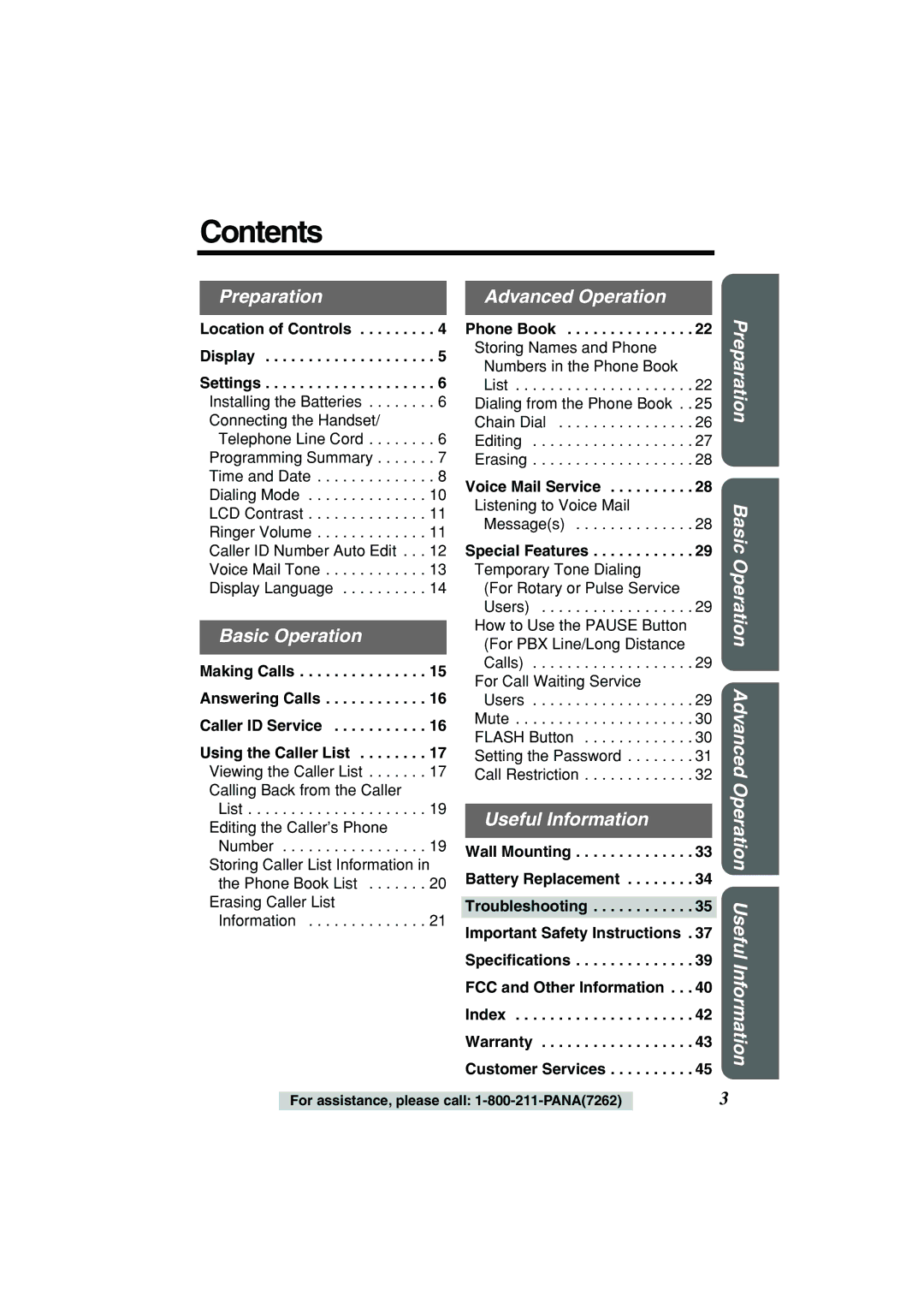 Panasonic KX-TSC11B operating instructions Contents 