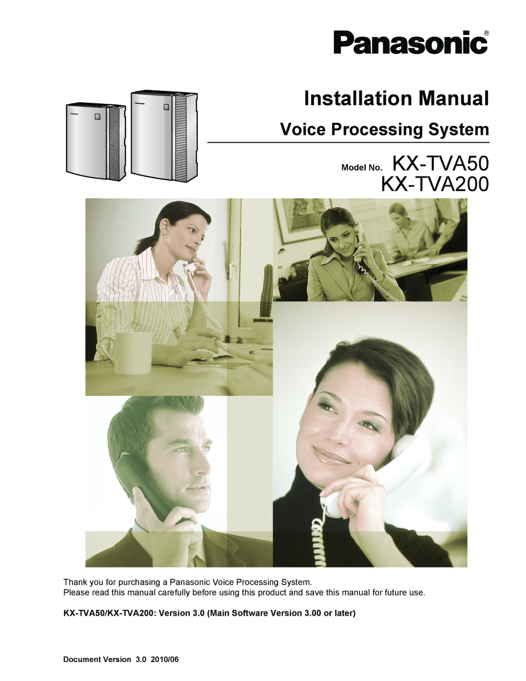 Panasonic installation manual Voice Processing System, Model No. KX-TVA50 