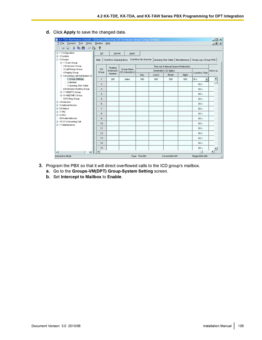 Panasonic KX-TVA50 installation manual Document Version 3.0 2010/06 Installation Manual 105 