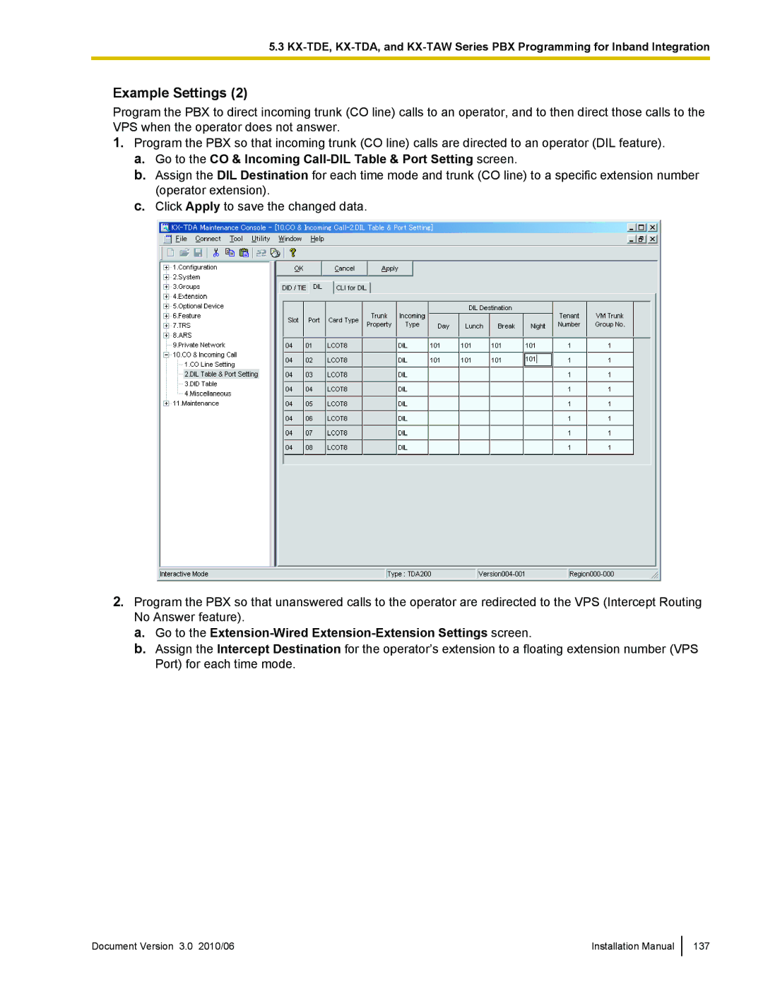 Panasonic KX-TVA50 installation manual Document Version 3.0 2010/06 Installation Manual 137 