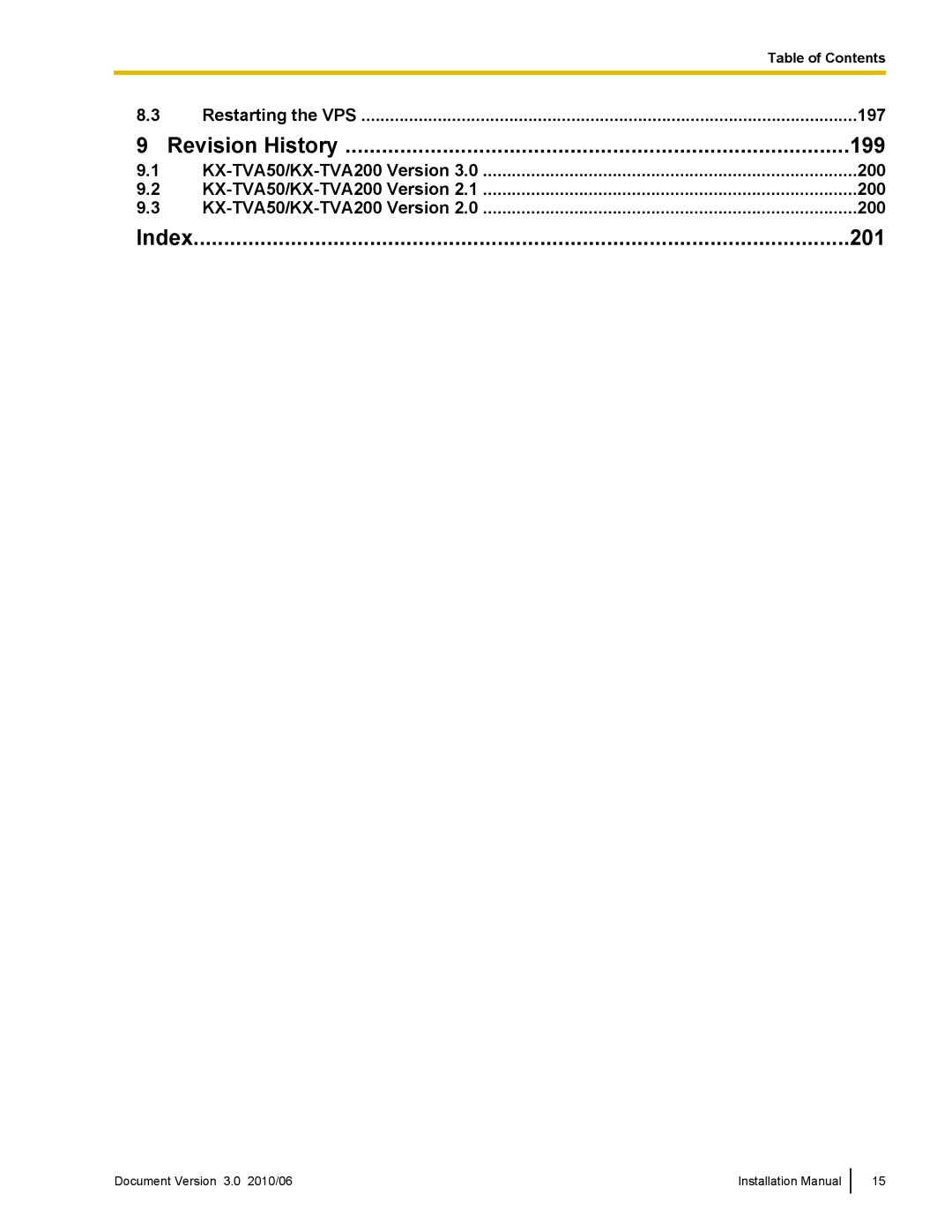 Panasonic KX-TVA50 installation manual 197, 200 