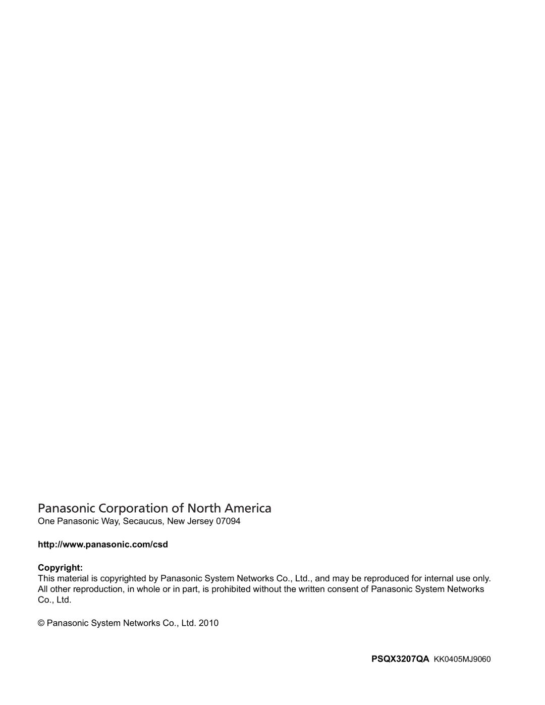 Panasonic KX-TVA50 installation manual Copyright 