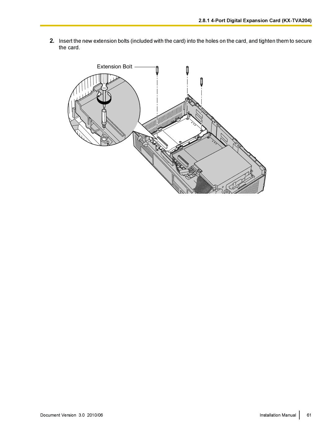 Panasonic KX-TVA50 installation manual 1 4-Port Digital Expansion Card KX-TVA204 