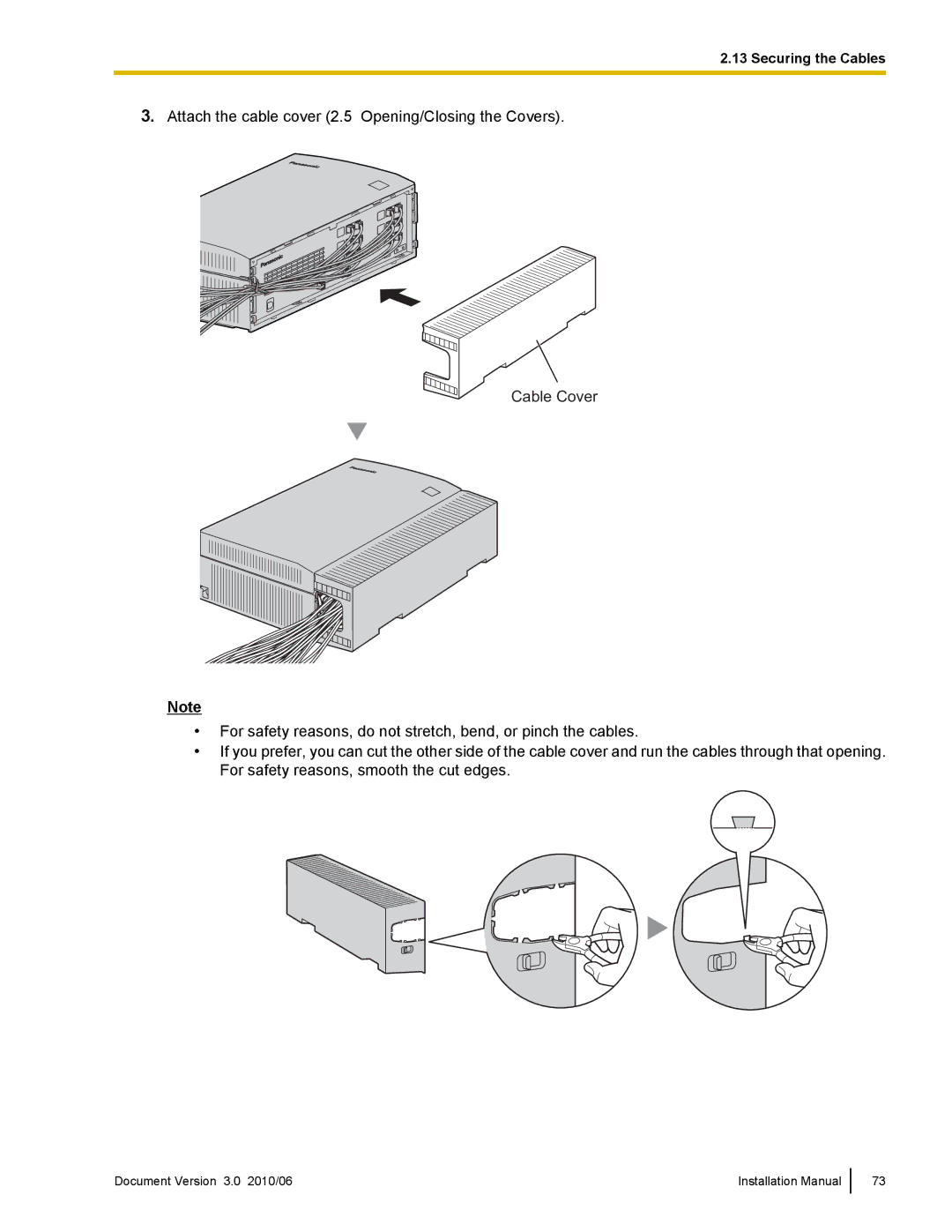 Panasonic KX-TVA50 installation manual Securing the Cables 