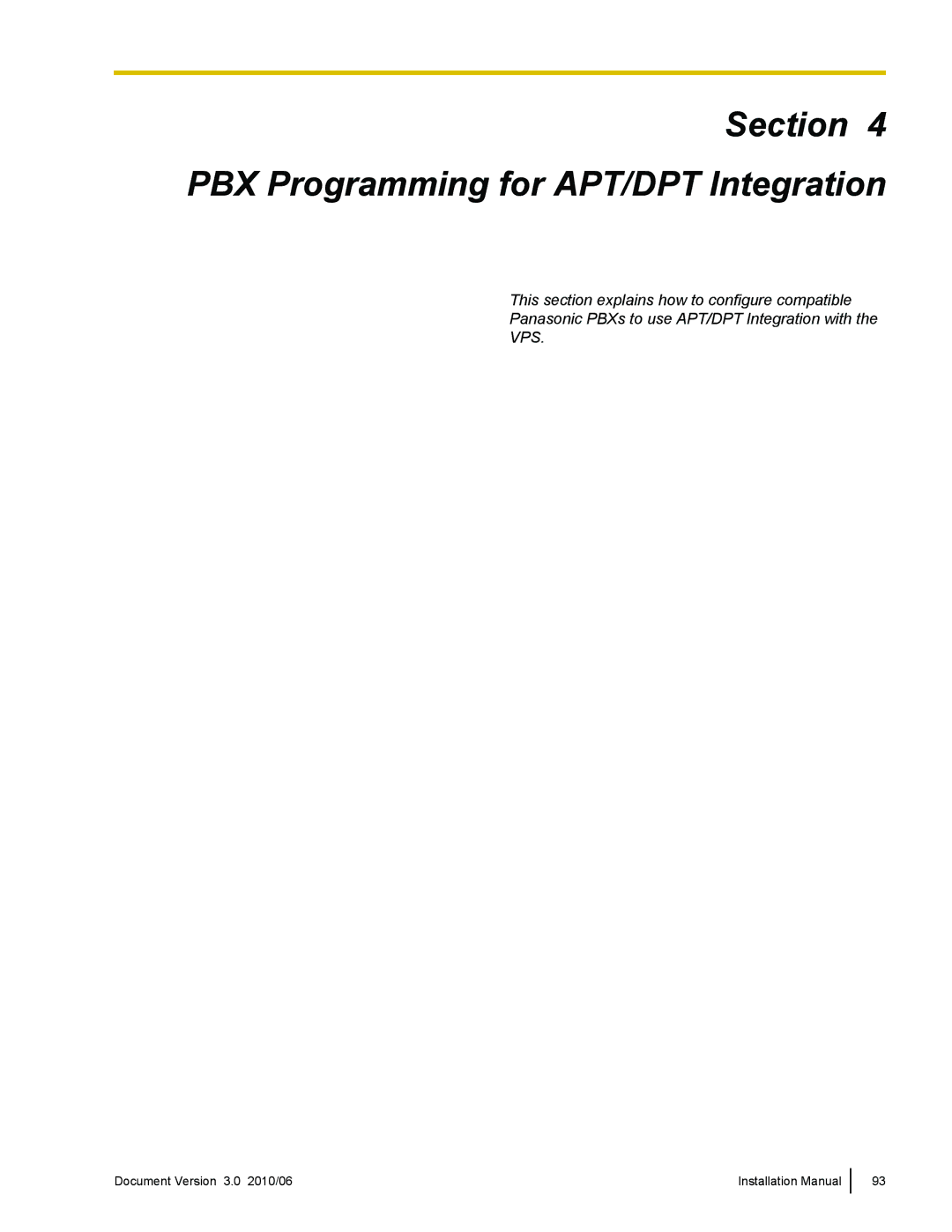 Panasonic KX-TVA50 installation manual PBX Programming for APT/DPT Integration 