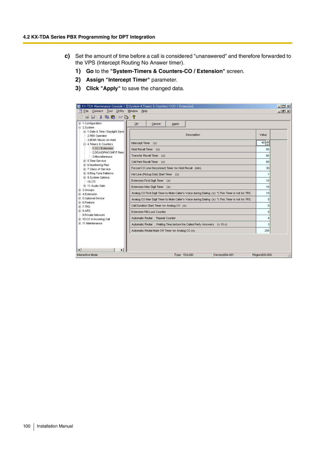 Panasonic KX-TVM50 installation manual Click Apply to save the changed data 