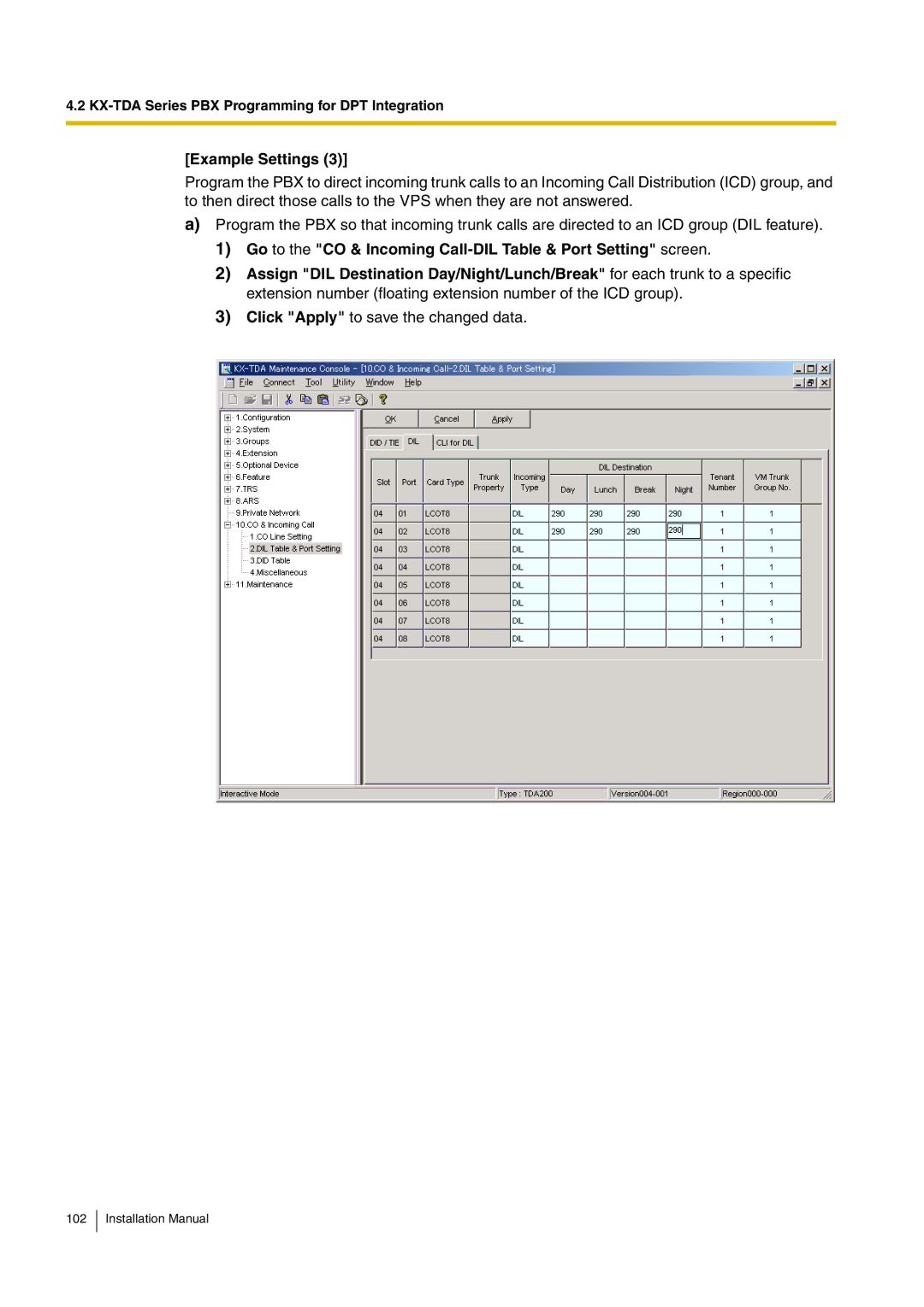 Panasonic KX-TVM50 installation manual Example Settings 