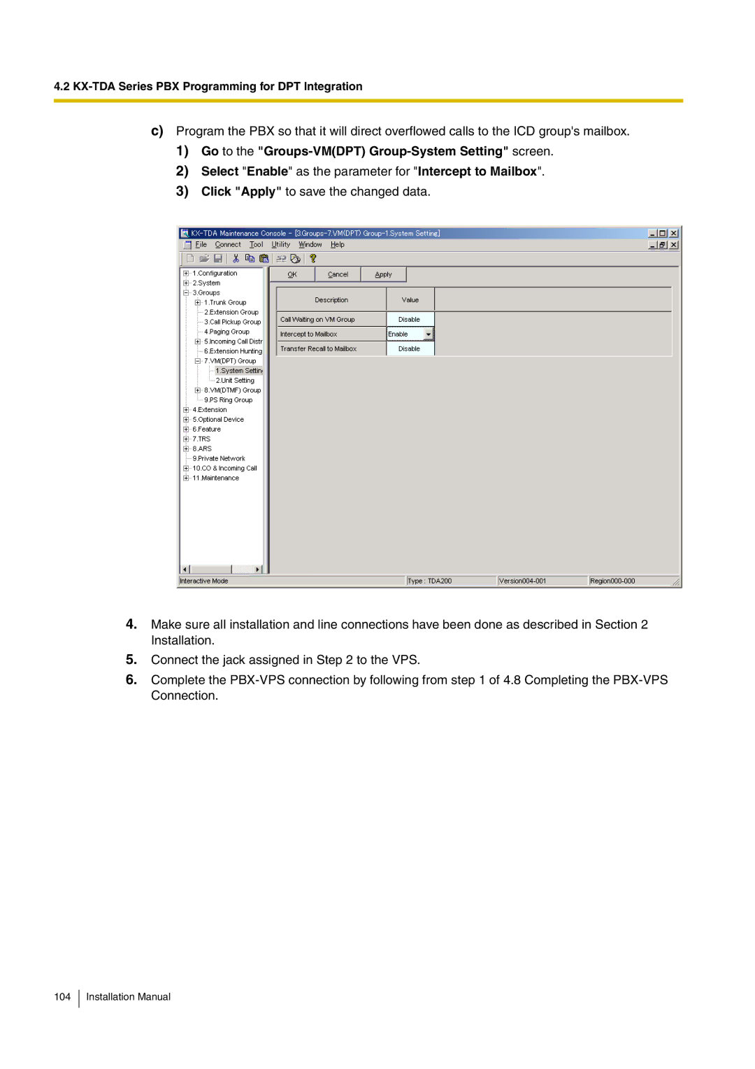 Panasonic KX-TVM50 installation manual KX-TDA Series PBX Programming for DPT Integration 