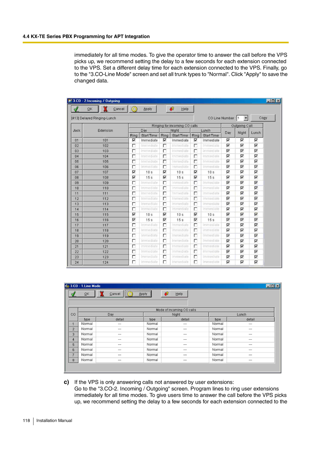 Panasonic KX-TVM50 installation manual KX-TE Series PBX Programming for APT Integration 