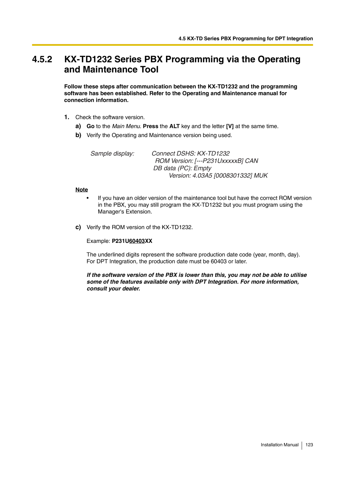 Panasonic KX-TVM50 installation manual Version 4.03A5 0008301332 MUK 