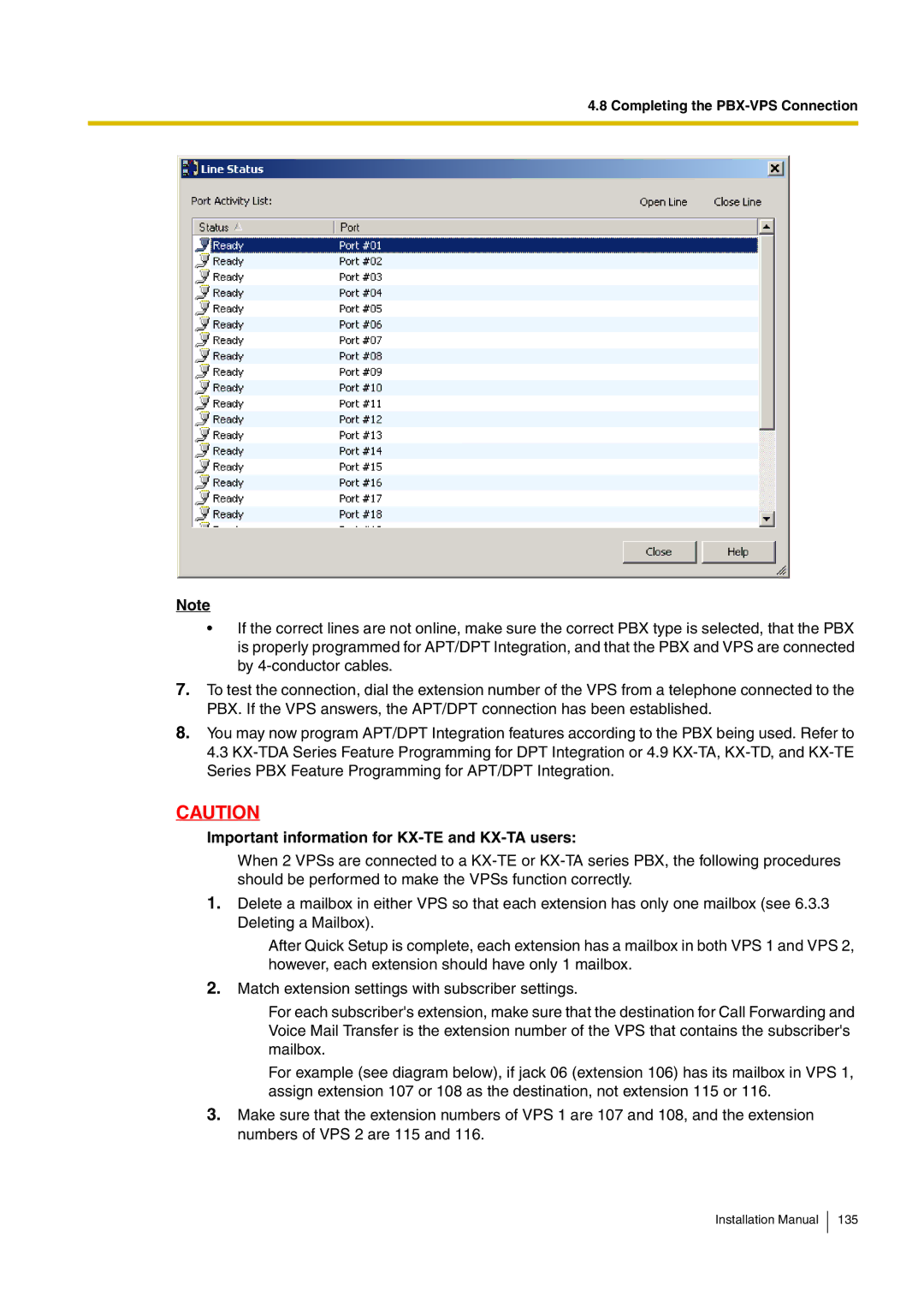 Panasonic KX-TVM50 installation manual Important information for KX-TE and KX-TA users 