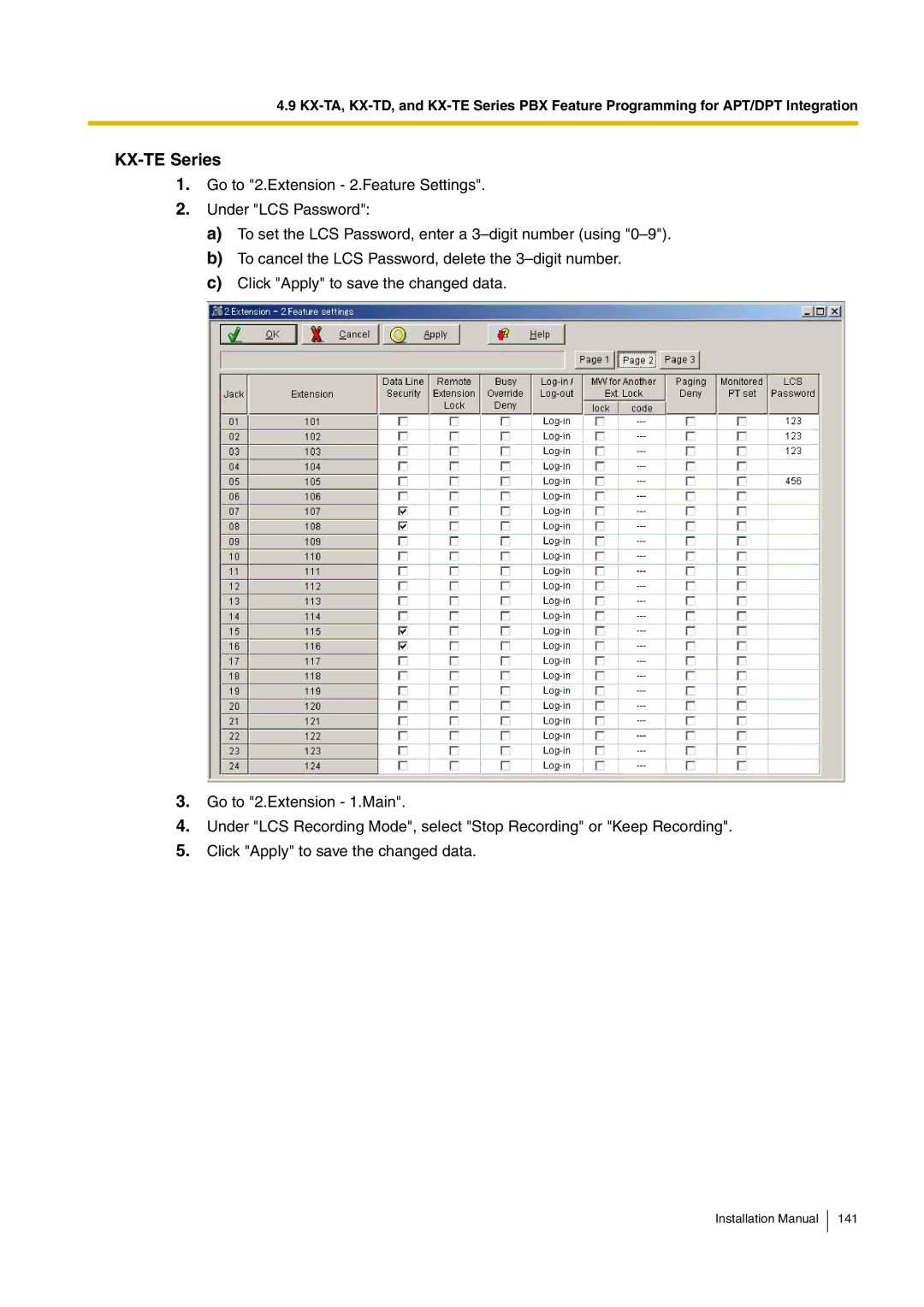 Panasonic KX-TVM50 installation manual KX-TE Series 