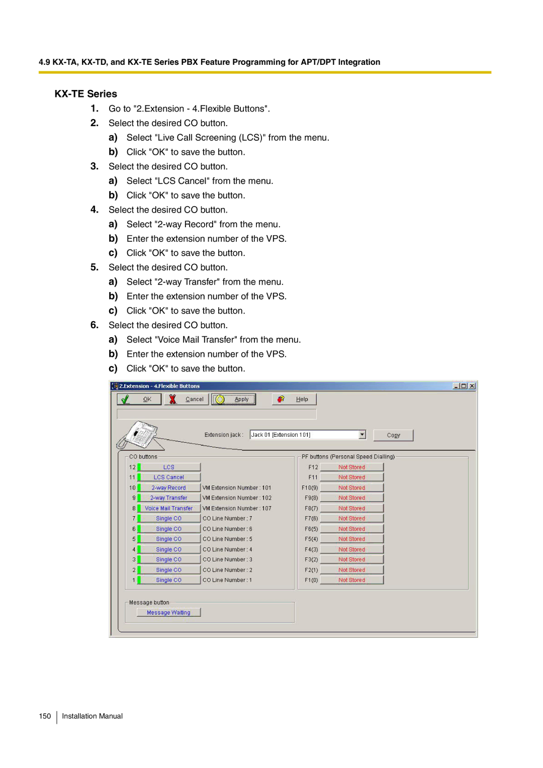 Panasonic KX-TVM50 installation manual KX-TE Series 