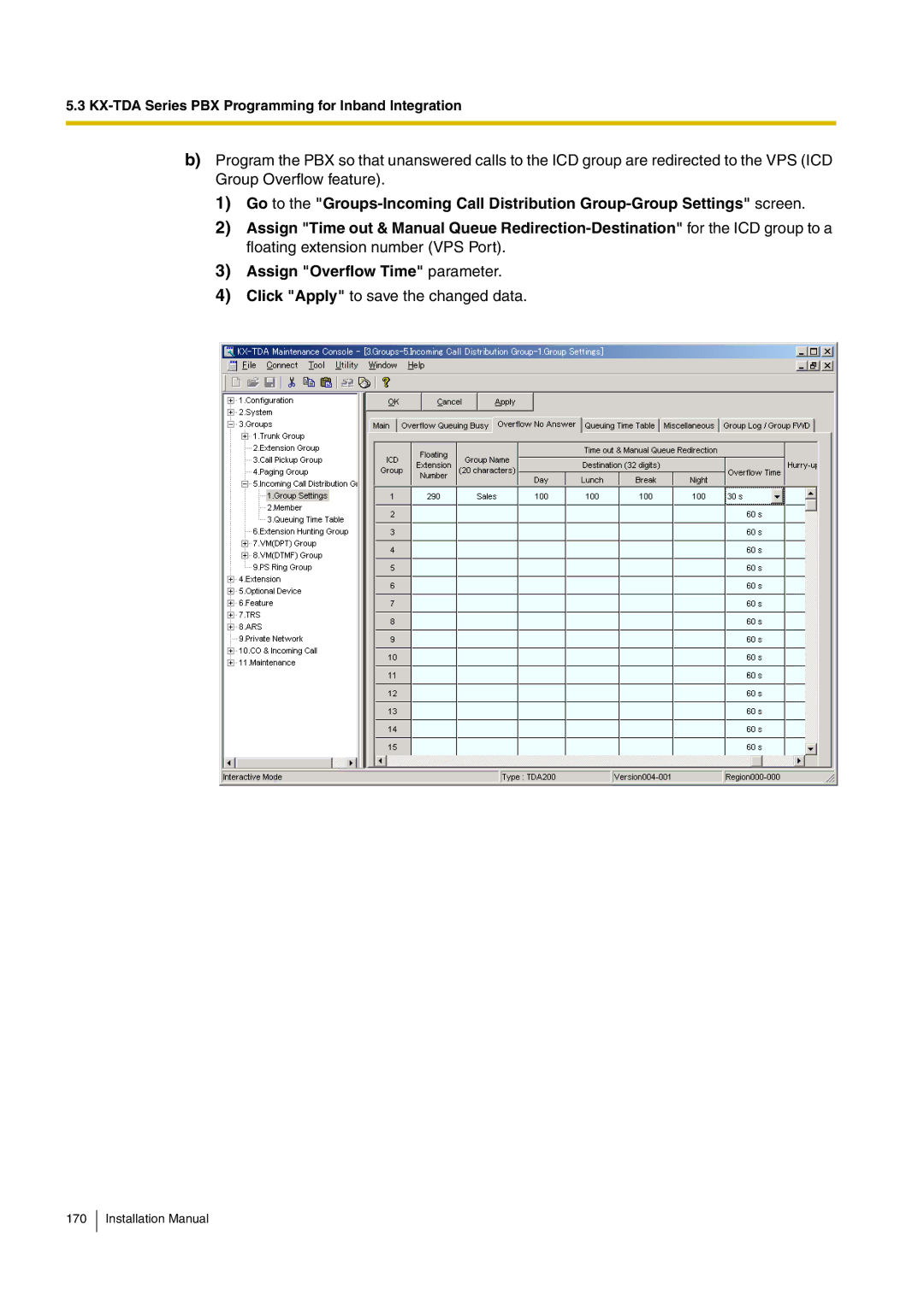 Panasonic KX-TVM50 installation manual Click Apply to save the changed data 