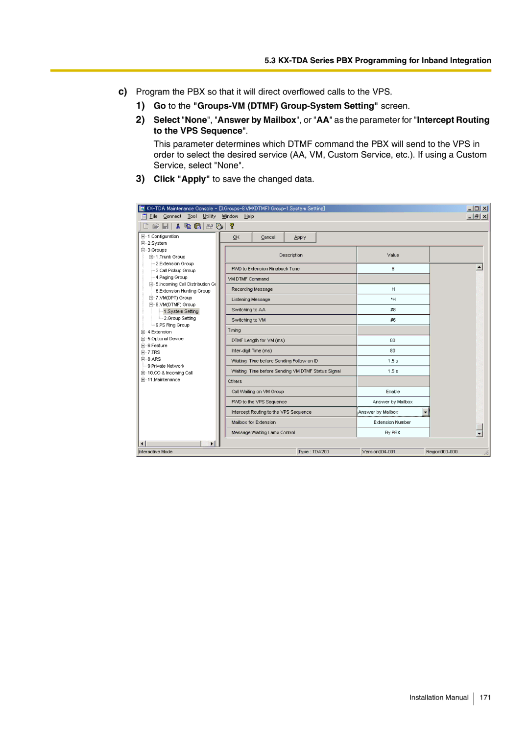 Panasonic KX-TVM50 installation manual KX-TDA Series PBX Programming for Inband Integration 