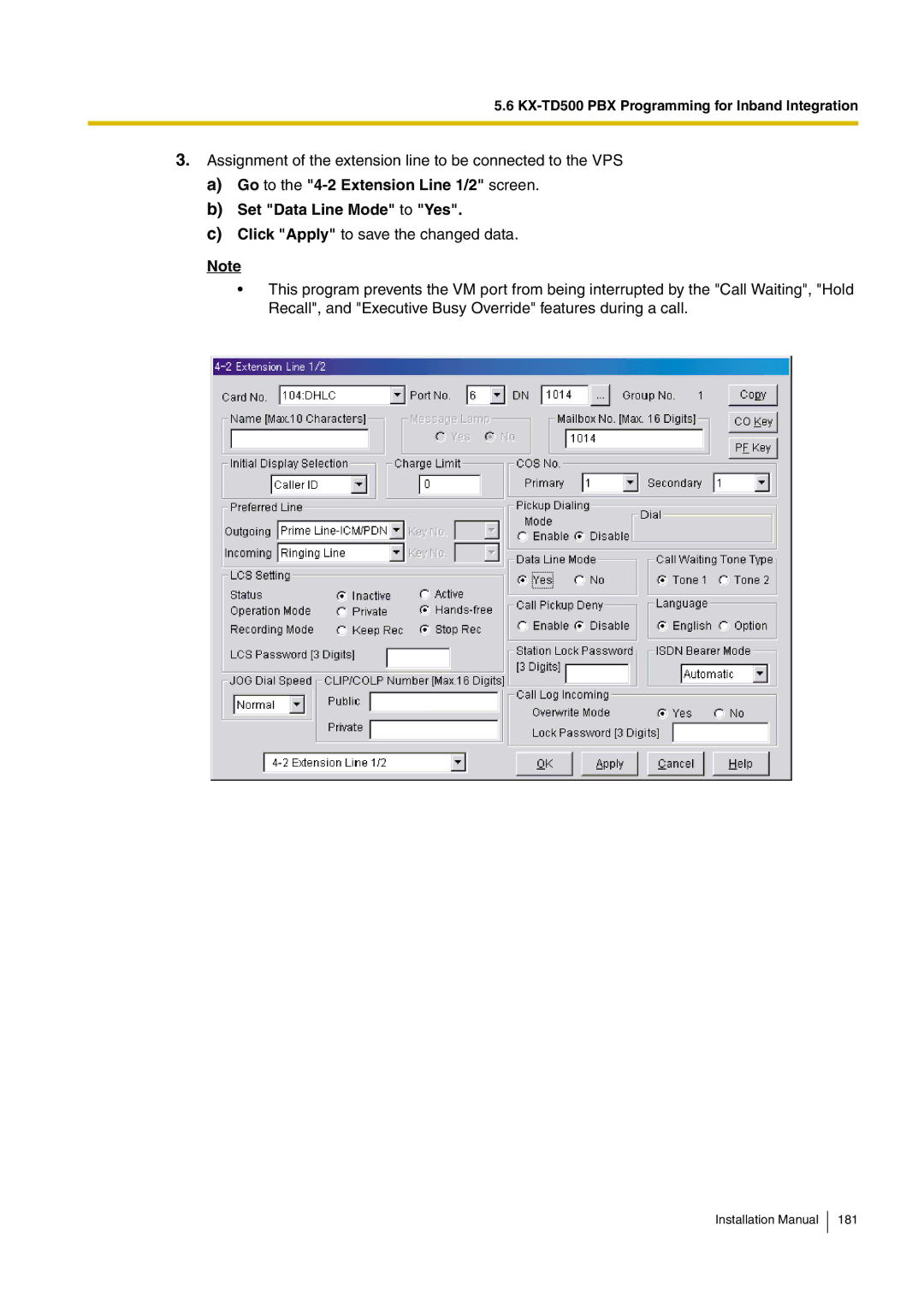 Panasonic KX-TVM50 installation manual Assignment of the extension line to be connected to the VPS 